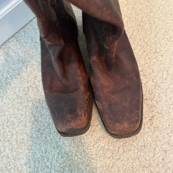 Frye Dark Brown Leather Zipper Boots - Picture 2 of 6